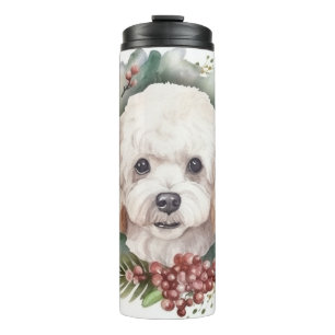 Bouteilles Isothermes Couronne de Noël de caniche Chien festif