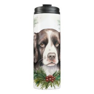 Bouteilles Isothermes Couronne de Noël de Springer spaniel Chien festif