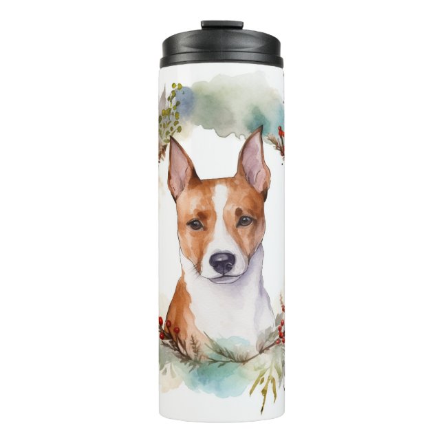 Bouteilles Isothermes Couronne de Noël festive de Basenji (Devant)