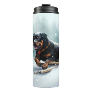 Bouteilles Isothermes Coussin décoratif Rottweiler Noël neige hiver