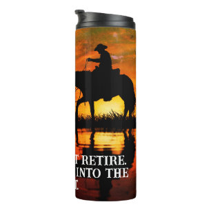 Bouteilles Isothermes Cowboy, Cheval & Retraite au Soleil Couchant
