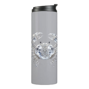 Bouteilles Isothermes Crabe en cristal d'argent Luxe océan scintillant