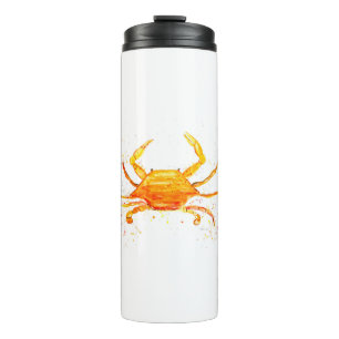 Bouteilles Isothermes Crabe orange aquarelle coquillage tropical océan