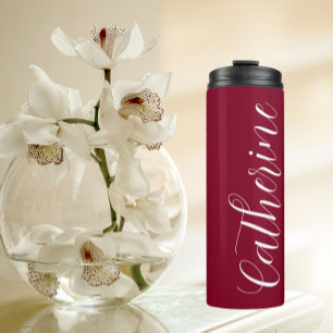 Bouteilles Isothermes Cranberry Red Stylisé Mariage Bridesmaid