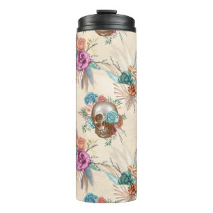 Bouteilles Isothermes Crâne Boho avec fleurs