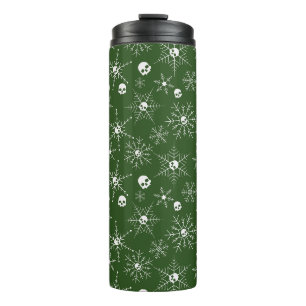 Bouteilles Isothermes Crâne effrayant Creepmas Noël Snowflakes vert