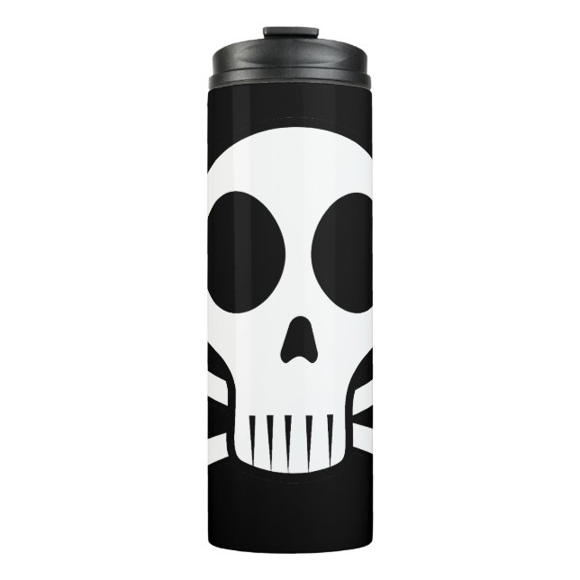 Bouteilles Isothermes crâne effrayant sur fond noir (Devant)