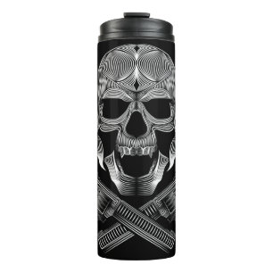 Bouteilles Isothermes Crâne et étoiles avec Roses et fusils croisés