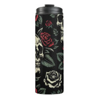 Crânes et roses rouges florale gothique