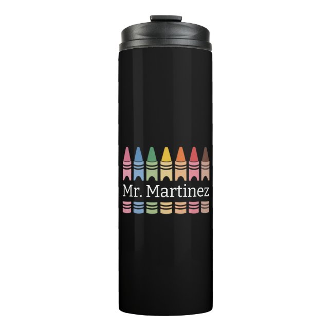Bouteilles Isothermes Crayon Personnalisé Nom de l'enseignant Mignon Dos (Devant)