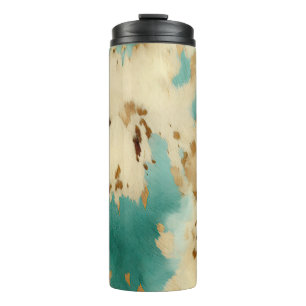 Bouteilles Isothermes Cream Gold Turquoise Cowhide Animal