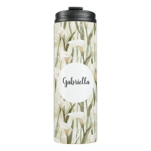 Bouteilles Isothermes Crème Blanc Calla Lily Floral