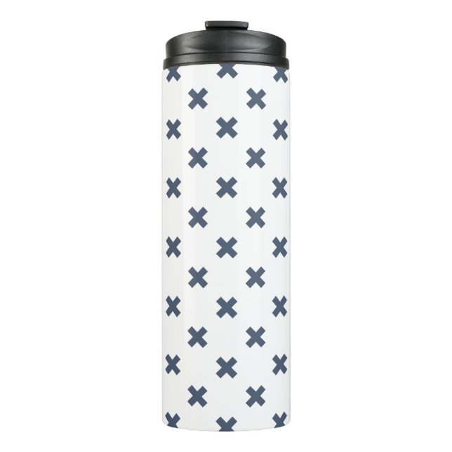 Bouteilles Isothermes Crochets bleu-gris sur blanc (Devant)