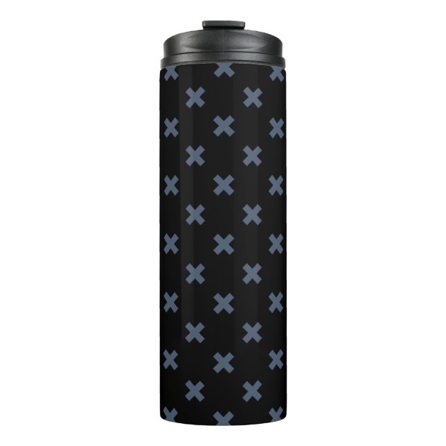 Bouteilles Isothermes Crochets bleu-gris sur noir (Devant)