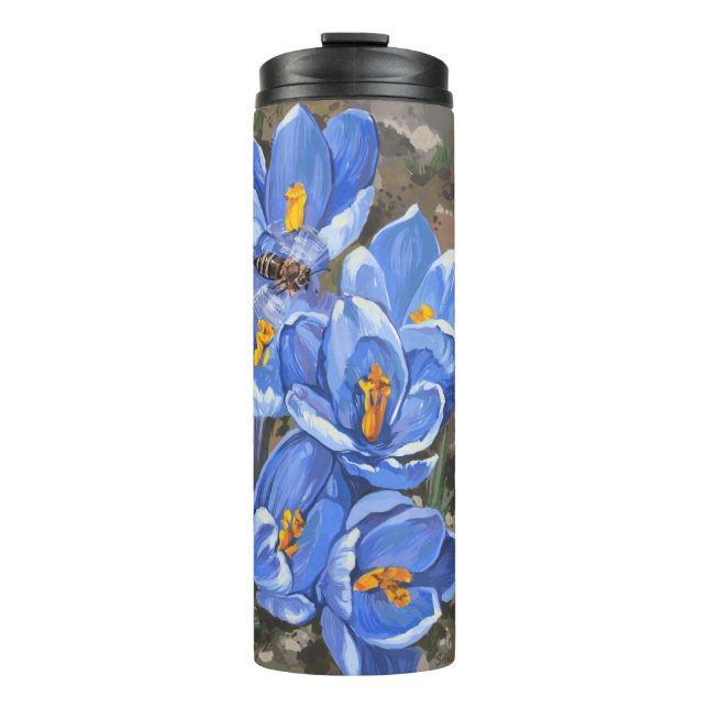 Bouteilles Isothermes Crocus bleus et une abeille (Devant)