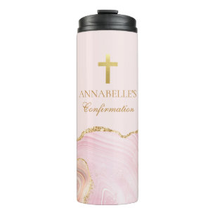 Bouteilles Isothermes Croix chrétienne en or rose personnalisée religieu