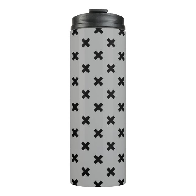 Bouteilles Isothermes Croix noire coutures sur gris (Devant)