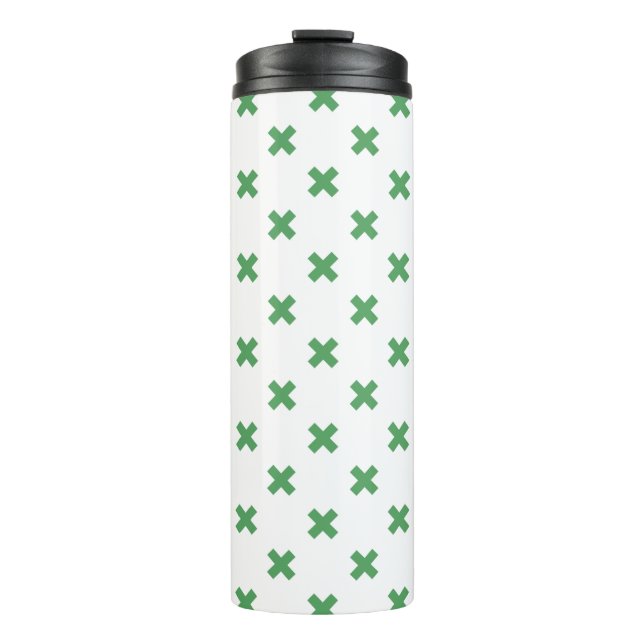 Bouteilles Isothermes Croix verte coutures sur blanc (Devant)