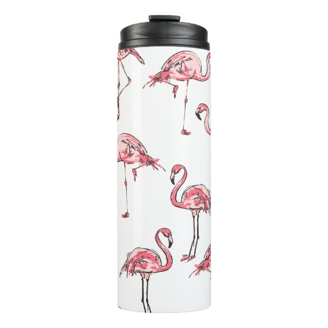 Bouteilles Isothermes Croquis Flamant rose : Motif Vintage tropical. (Devant)