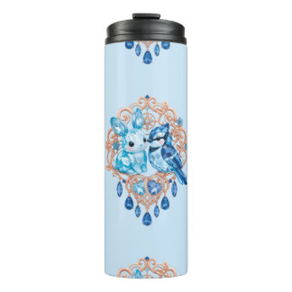 Bouteilles Isothermes Crystal Blue Bunny and Blue Jay Heart