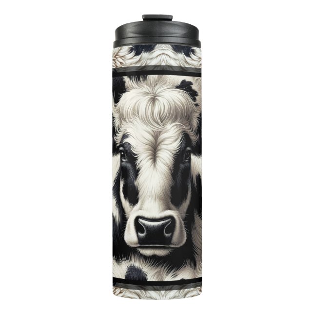 Bouteilles Isothermes Cuir de vache noir et blanc aspect fourrure (Devant)