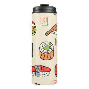 Bouteilles Isothermes Cuisine sushi, design motif sans soudure.