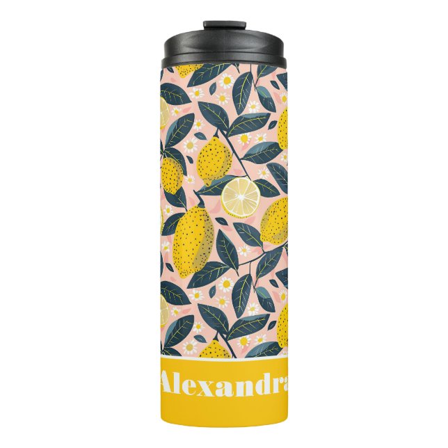 Bouteilles Isothermes Custom Lemon Pattern Water Bottle with Name (Devant)