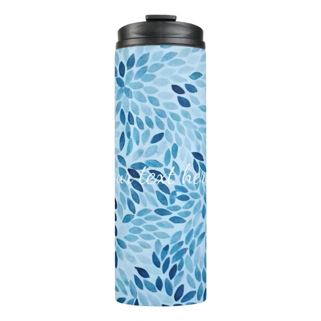 Bouteilles Isothermes Custom Name | Blue Mosaic Petals Thermal Tumbler (Devant)