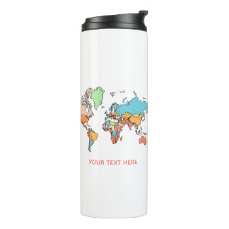 Bouteilles Isothermes Custom Name Colorful World Map Travel Coffee Mug
