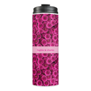 Bouteilles Isothermes Custom Name Pink Dahlia Flowers Insulated Stainles