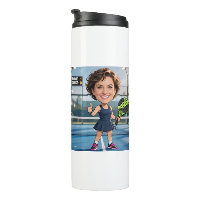 Bouteilles Isothermes Custom Photo Head Padel/Pickleball Player Caricatu (Tourné sur la droite)