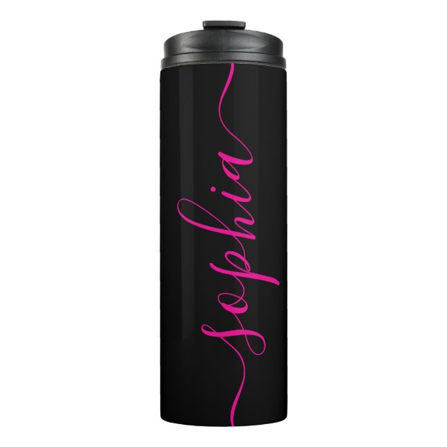 Bouteilles Isothermes Custom Pink Script Name Black Thermal Tumbler (Devant)