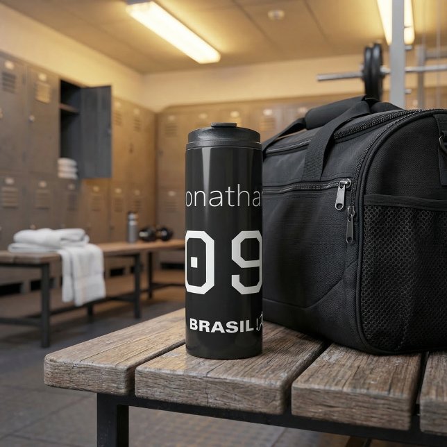 Bouteilles Isothermes Customizable Brasil Soccer Team Monochromatic  (Créateur téléchargé)