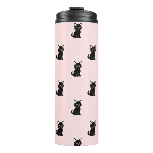 Bouteilles Isothermes Cute Black Cat Pattern on Pastel Pink (Devant)