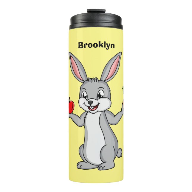 Bouteilles Isothermes Cute bunny rabbit with vegetables (Devant)