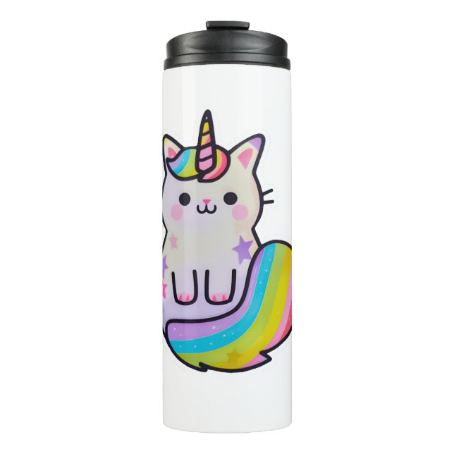 Bouteilles Isothermes Cute chat licorne arc-en-ciel (Devant)