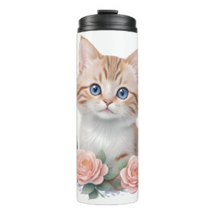 Bouteilles Isothermes Cute Chat Rose Floral