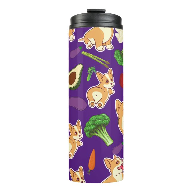 Bouteilles Isothermes Cute Corgi and Vegetables Motif alimentaire (Devant)