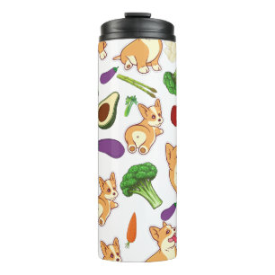 Bouteilles Isothermes Cute Corgi and Vegetables Motif alimentaire
