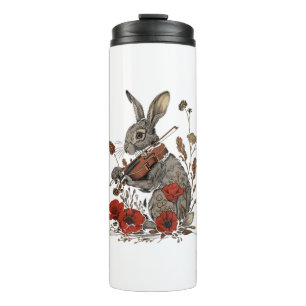 Bouteilles Isothermes Cute Cottagecore Graphic Rabbit Jouer du violon