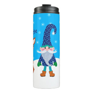 Bouteilles Isothermes Cute Deer Fox Blue Personnalisé Noël Gnome