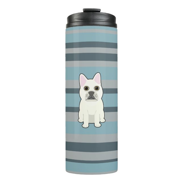 Bouteilles Isothermes Cute French Bulldog Blue Striped (Devant)