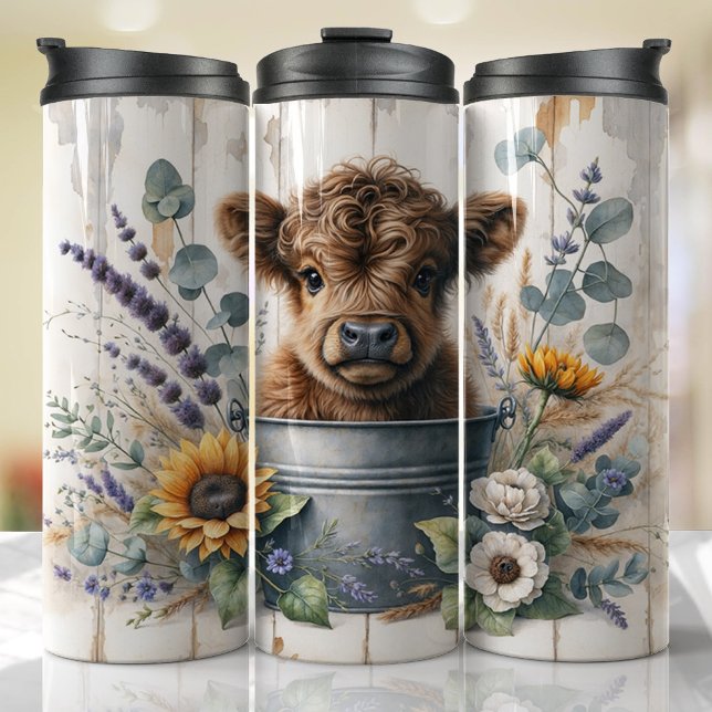 Bouteilles Isothermes Cute Highland Cow Lover ferme cadeau (Cute highland cow farm animal tumbler)