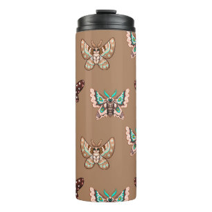 Bouteilles Isothermes Cute Kawaii Chibi Moths on Coffee Tan