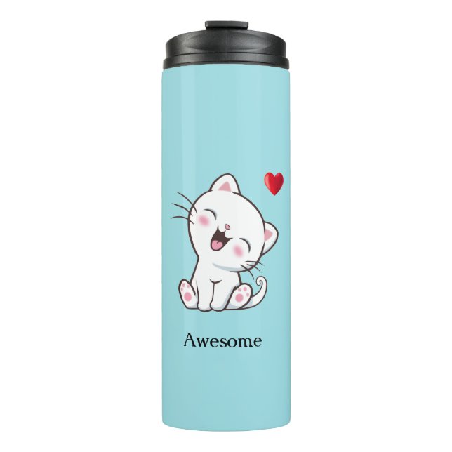 Bouteilles Isothermes Cute Kitty Chat & Coeur Tumbler Thermal (Devant)