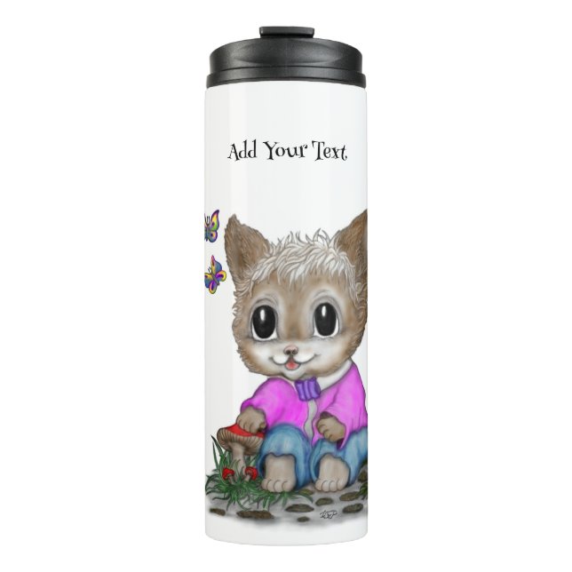Bouteilles Isothermes Cute Kitty Chat et Papillon (Devant)