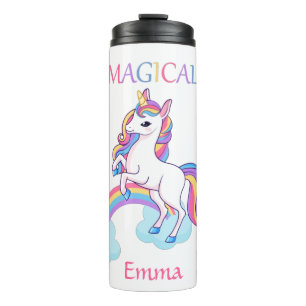 Bouteilles Isothermes Cute Magique Unicorne Et Arc-En-Ciel Blanc