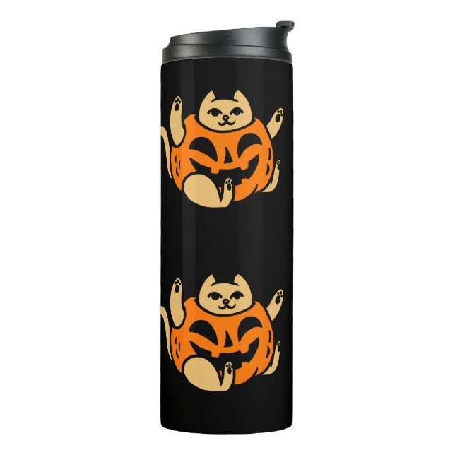 Bouteilles Isothermes Cute Orange Halloween Cat In Pumpkin Costume (Tourné sur la gauche)