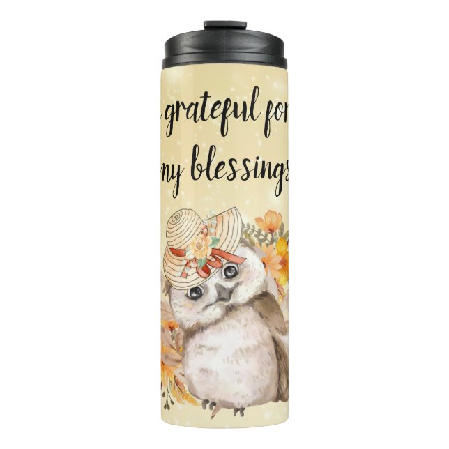 Bouteilles Isothermes Cute owl Farmhouse romantic wallpaper (Devant)