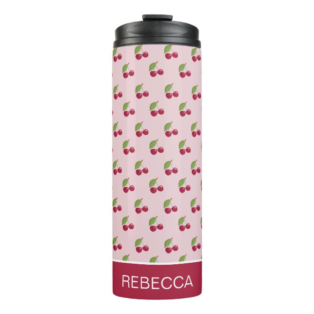 Bouteilles Isothermes Cute Pink Cherry Pattern Personalised (Devant)